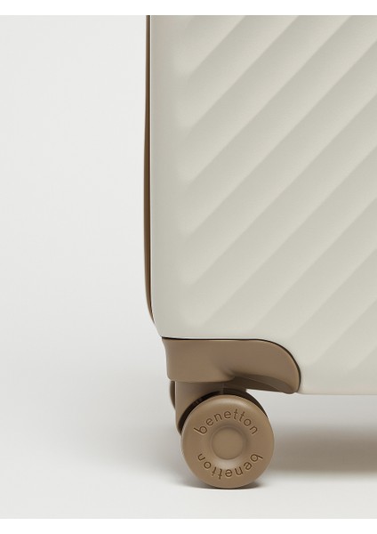 Benetton 2'li Set Büyük ve Orta Boy %100 Polipropilen Valiz Bej 14BNT8001