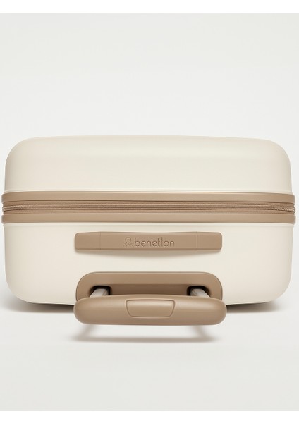 Benetton 2'li Set Büyük ve Orta Boy %100 Polipropilen Valiz Bej 14BNT8001