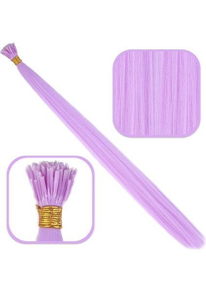 Fiber Sentetik Boncuk Kaynaklık Renkli Saç - Lila - 100 Adet