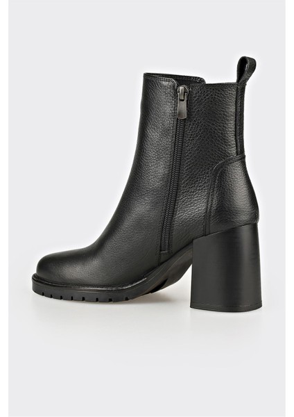 Siyah Deri Kadın Orta Topuk Bot modelleri