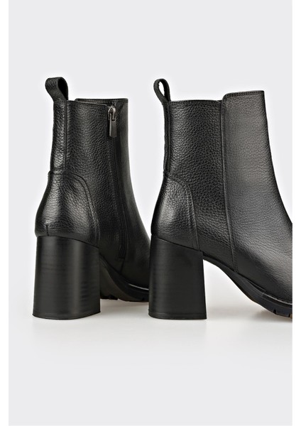 Siyah Deri Kadın Orta Topuk Bot fırsatları