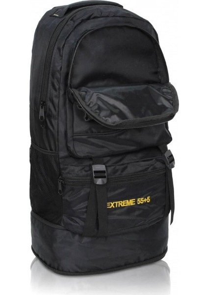 Extreme 55+5 Litre Su Geçirmez Kamp ve Seyahat Sırt Çantası – Çok Gözlü, Dayanıklı Outdoor Dağcı Çantası (Siyah) fırsatları