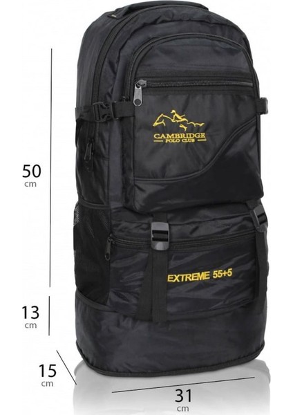 Extreme 55+5 Litre Su Geçirmez Kamp ve Seyahat Sırt Çantası – Çok Gözlü, Dayanıklı Outdoor Dağcı Çantası (Siyah) indirimleri