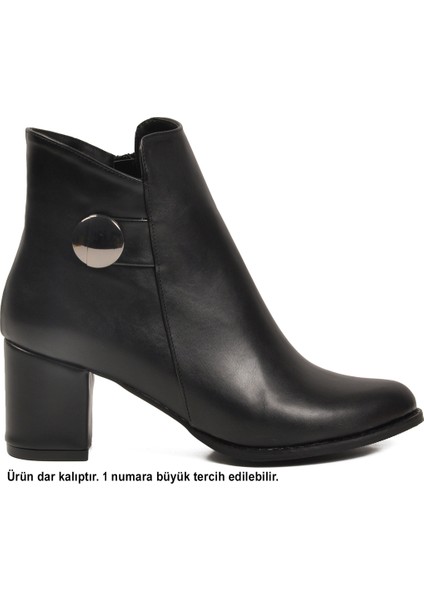 Siyah Cilt Topuklu Kadın Bot Dar Kalıp 262325 Z fiyatları