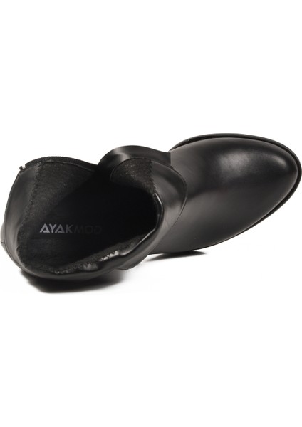 Siyah Cilt Topuklu Kadın Bot Dar Kalıp 262325 Z fırsatları