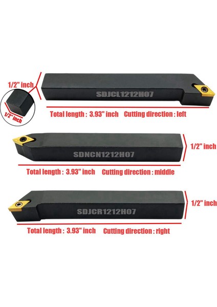 9pcs 1/2 Inç Cnc Torna Karbür Turning Araçları Dizinlenebilir Tutucu Seti SDNCN1212H07 + SDJCL1212H07 + 9pcs DCMT070204 Ekle (Yurt Dışından) fırsatları
