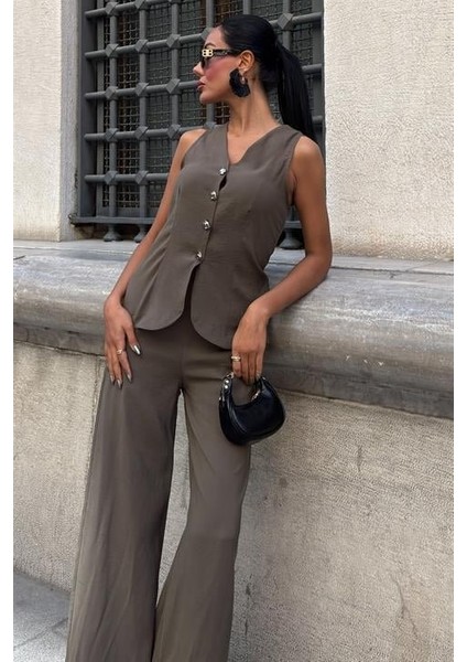 Aesco Arkası Bağcıklı Yelek Plazza Pantolon Modal Takım 10202-08 fiyatları