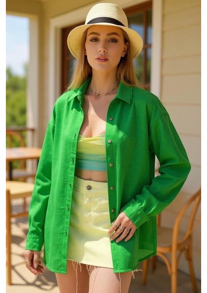 Kadın Uzun Kollu Oversize Gömlek