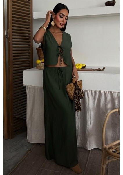 Aesco Yelek Önden Bağlamalı Uzun Etekli Takım 10192 fiyatları