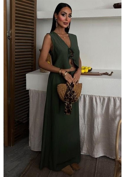 Aesco Yelek Önden Bağlamalı Uzun Etekli Takım 10192 modelleri