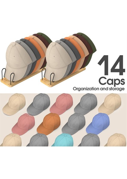 Beyzbol Caps Için Şapka Organizatörü 2 Paket Ahşap ve Metal Şapka Depolama 14 Kapaklar Için Beyzbol Kapakları Masa Üstü Şapka Rafları (Yurt Dışından) indirimleri
