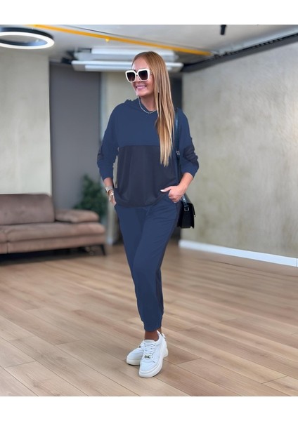 Kadın Uzun Kollu Kapşonlu Viskon Iki Iplik Bluz ve Pantolon Ikili Takım modelleri