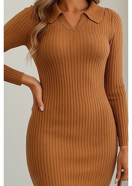 Kadın Uzun Kollu Yakalı Triko Elbise fiyatları