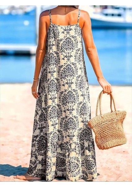 Kadın Ip Askılı Desenli Fırfırlı Süprem Elbise fırsatları