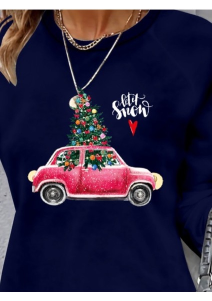 Kadın Uzun Kollu Bisiklet Yaka Desenli Viskon Iki Iplik Elbise