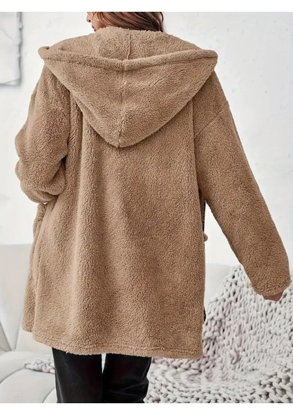 Kadın Uzun Kollu Kapşonlu Önden Fermuarlı Cepli Welsoft Ceket modelleri