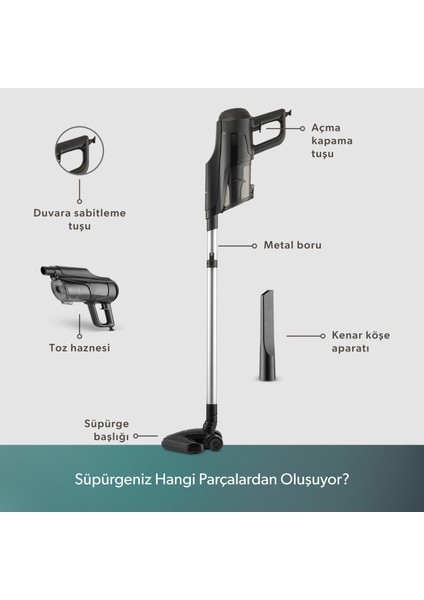 Dustroyer 1272H 2 In 1 Kablolu Dikey Süpürge Siyah modelleri