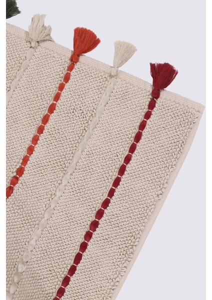 Katari Banyo Paspası Organik Pamuk El Nakışlı Bej 50X80 cm modelleri