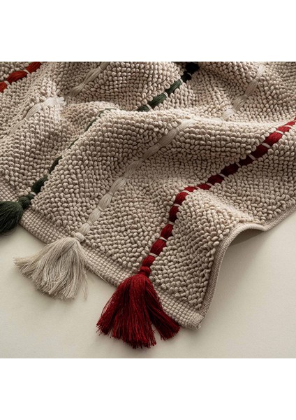 Katari Banyo Paspası Organik Pamuk El Nakışlı Bej 50X80 cm indirimleri