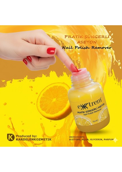 Pratik Süngerli Aseton 75ML x 3 Çilek Okyanus Limon