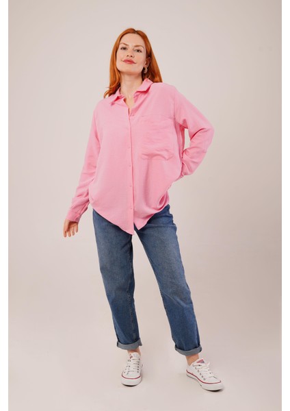 Salaş Kesim Cepli Pembe Gömlek modelleri