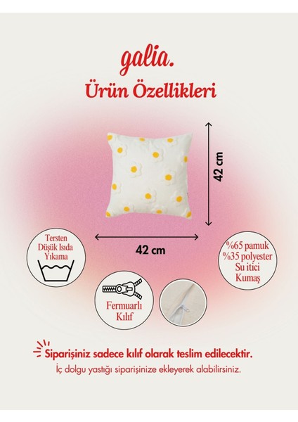 PAPATYA - Çiçek Desenli Punch Kırlent Kılıfı - Ekru/Sarı