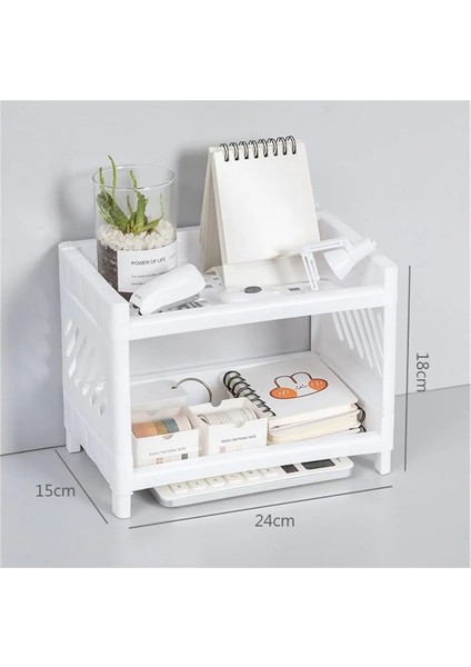 Beyaz Masa Organizer - 2 Katlı (Ayarlanabilir) Plastik Raf fiyatları