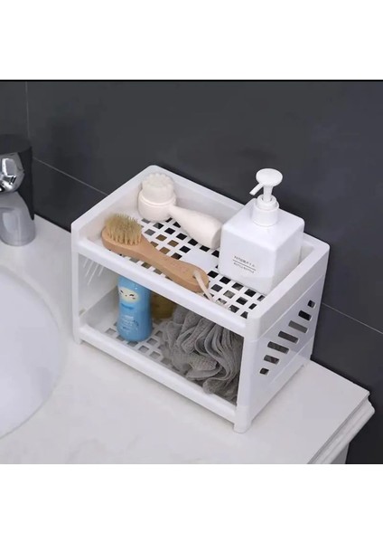 Beyaz Masa Organizer - 2 Katlı (Ayarlanabilir) Plastik Raf modelleri
