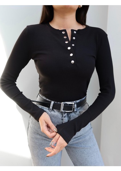 Fitil Desen Çıtçıtlı Bluz modelleri