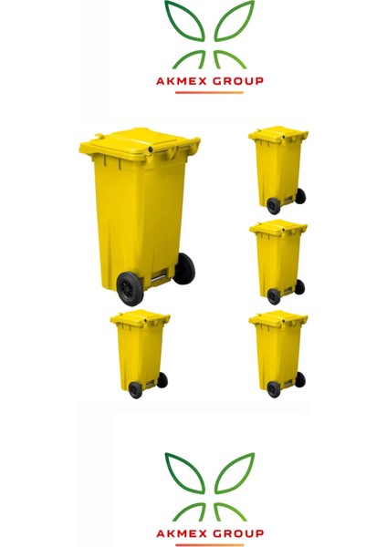 5 Adet Tüm Renkler Plastik Çöp Konteyneri Çöp Kovası 240 Lt Isıya Karşı Dayanıklı