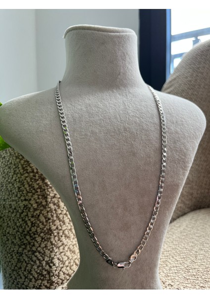 Xuping Gümüş Renk Unisex Zincir Kolye – Kalın ve Şık Cuba Model fiyatları