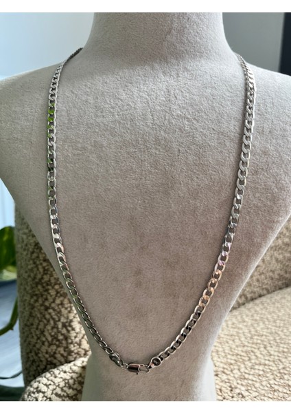 Xuping Gümüş Renk Unisex Zincir Kolye – Kalın ve Şık Cuba Model modelleri