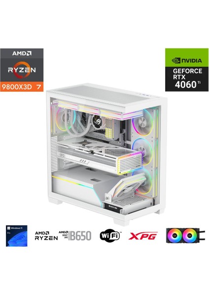 Ryzen 7 9800X3D 32G Ddr5 1tb M.2 Rtx 4060TI B650 Wıfı 750W 240M