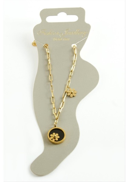 Depomix Çiçek Sedef Lüks Çelik Halhal-Sarı