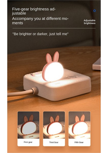 2pcs USB Okuma Lambası, Mini Tavşan Gece Işığı, Akıllı Ses 3 Renkli Masa Lambası Yatak Odası Çocuk Odası Pembe (Yurt Dışından) fırsatları