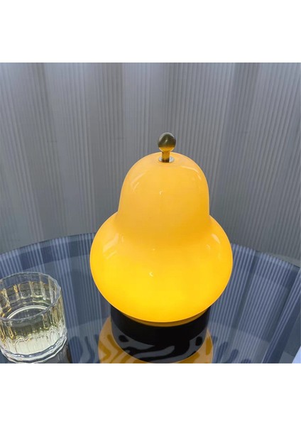 Armut Şekilli Cam Masa Lambası Başucu Yatak Odası Çalışması Için Uygun Oturma Odası Dekoratif Gece Işık Ev Dekorasyonu Krema (Yurt Dışından) modelleri