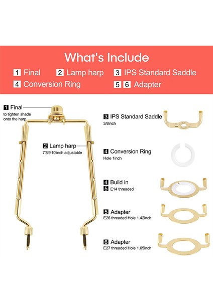 7inch Lamba Gölge Arp Tutucu Ayarlanabilir Lamba Arp Kiti E14, E26, E27 Işık Taban Adaptörü Altın Korna Çerçevesi Laboratür Braketi (Yurt Dışından) indirimleri