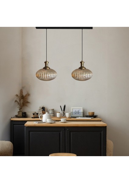 Elegant Cam Bal Rengi Ikili Avize Eskitme Tokmak Başlık Sarkıt Lamba Restoran Salon Aydınlatma indirimleri
