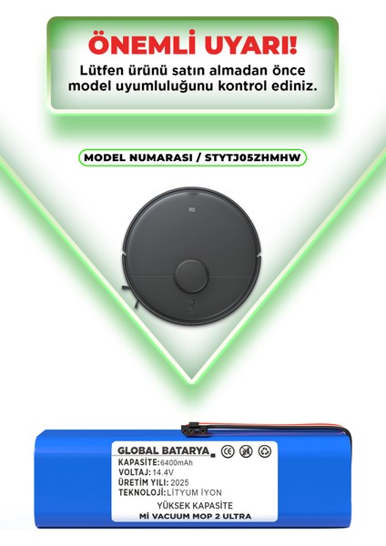 Xiaomi Mi Robot Vacuum Mop 2 Ultra Uyumlu Robot Süpürge Bataryası 14.4V 6400MAH Li-Ion Pil (Yüksek Kapasite) indirimleri