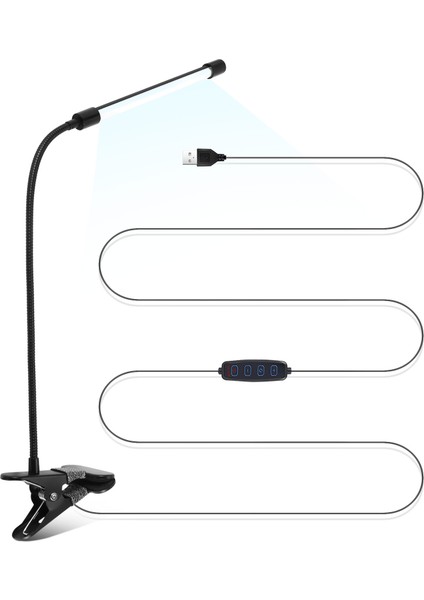 8W LED Klipsi Lambada, 3 Modlu Masa Işığı 2m Kablo Dimmer 10 Seviyeleri Kelepçe Tablo Lambaları (Yurt Dışından)
