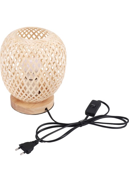 Bambu Rattan Masa Lambası Japon Tarzı Başucu Lambası Masa Lambası Yatak Odası Diy Dekorasyon Eu Fiş (Yurt Dışından)