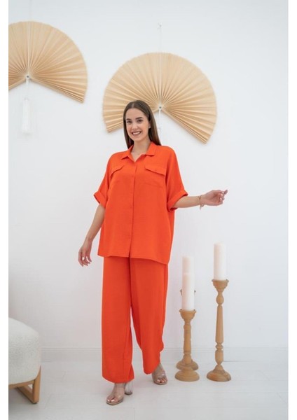 Oranj Gömlek ve Pantolon Takım