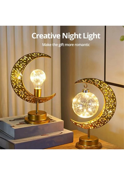 Demir Ay Yuvarlak Top Müslüman Tarzı Modelleme Lambası Dekoratif Yatak Odası Tatil Masası Atmosfer Lambası (Yurt Dışından) fırsatları