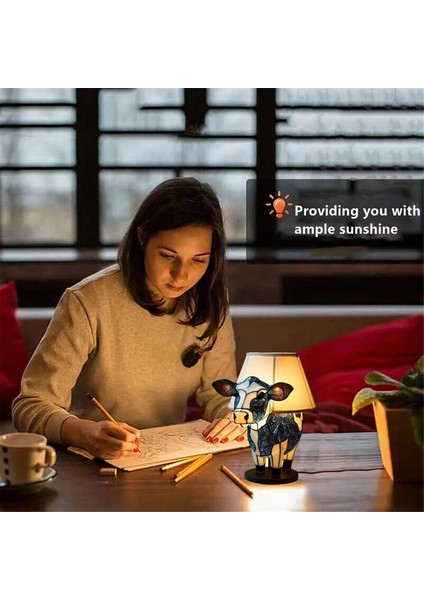 Hayvan Masa Lambası, Siyah+Beyaz Inek Başucu Masa Lambası USB Bağlantı Noktaları, Oturma Odası Yatak Odası Için Başucu Lambası (Yurt Dışından) indirimleri