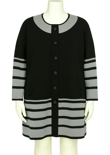 Kadın Düğmeli Çizgi Desenli Çelik Örgü Araboy Ceket fiyatları