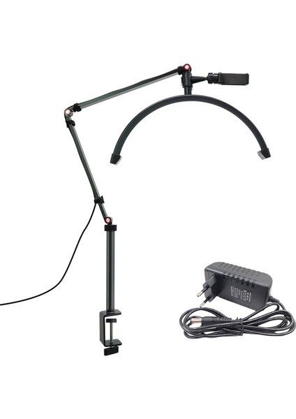 20W 16INCH U Şeklinde LED Yarım Ay Güzellik Lambası Yüzük Kaş Dövme Güzellik Salon Kirpik Uzatma Lambası Siyah Ab Fiş (Yurt Dışından)