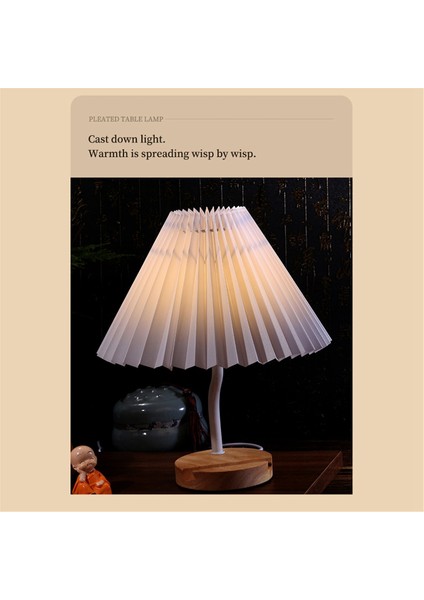 Üç Renkli Karartma Nordic Tabloamp USB Vintage Pilili Kumaş Masa Lambaları Ahşap Taban Taban Lambası Braket Oluğu ile (Yurt Dışından) modelleri