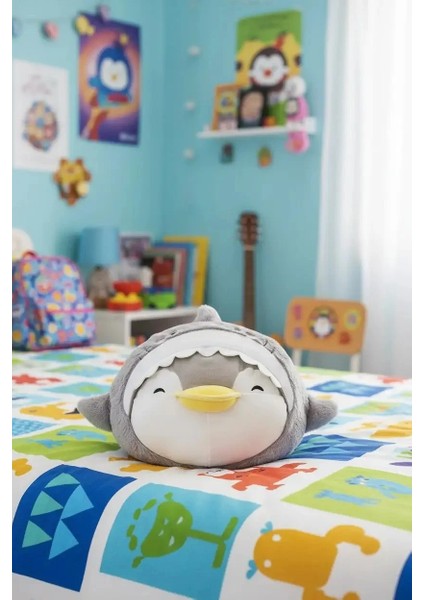 Okyanus Pengueni Serisi Şekilli Yastık (33cm) - Gri Penman