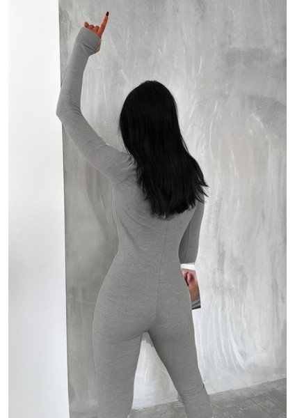 Kadın Uzun Kollu V Yaka Baş Parmak Geçirmeli Detay Kaşkorse Tulum fiyatları