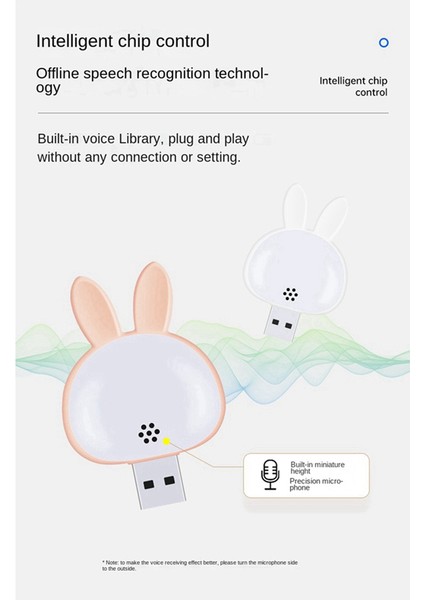 2pcs USB Okuma Lambası, Mini Tavşan Gece Işığı, Akıllı Ses 3 Renkli Masa Lambası Yatak Odası Çocuk Odası Pembe + Beyaz (Yurt Dışından) modelleri